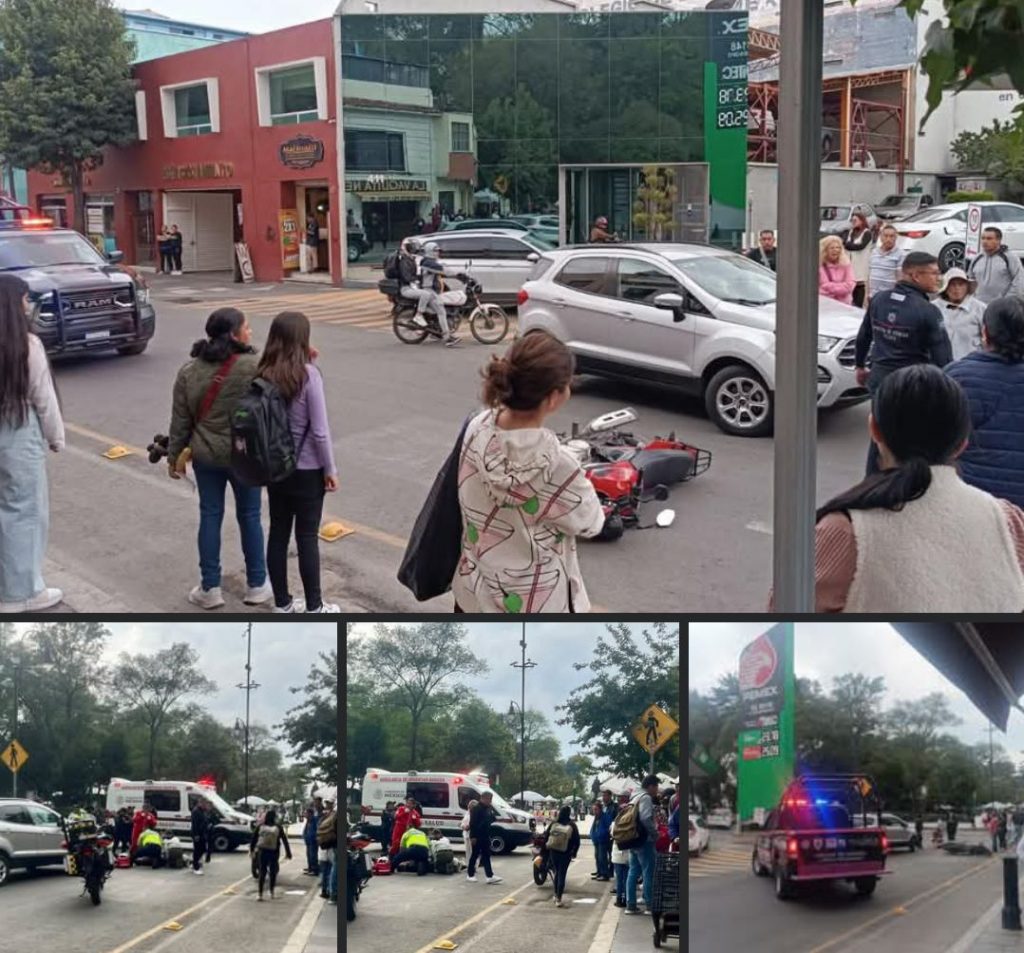 Motociclista herido tras accidente en el centro de Toluca - Muspato